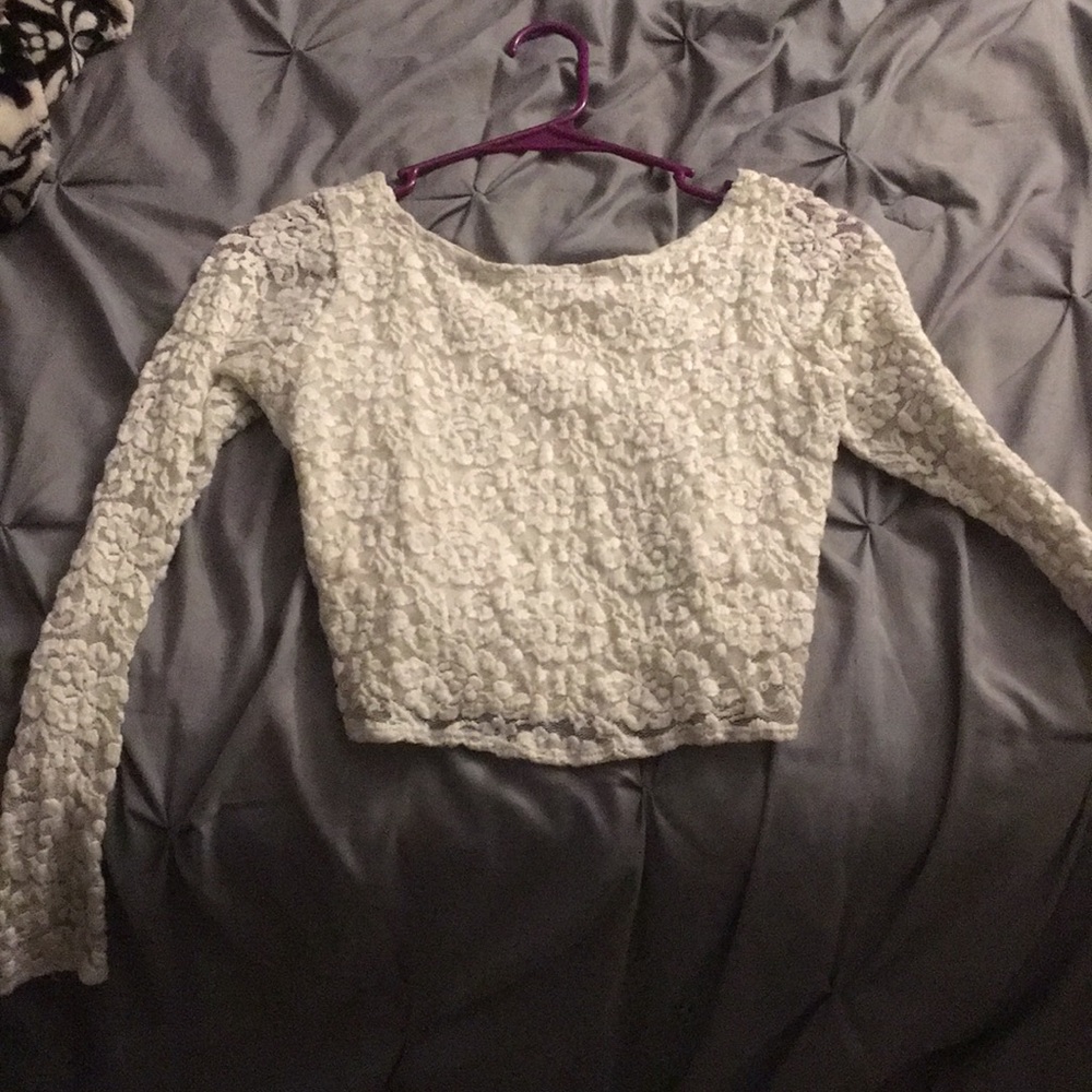 White lace crop top